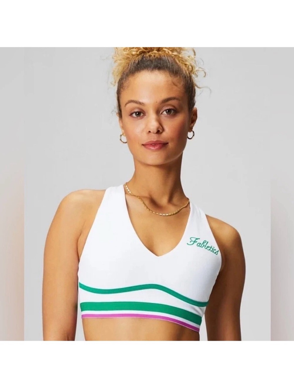 NWT *Rare* All Day Every Day Fabletics Sports Bra - White Adjustable-Crossback